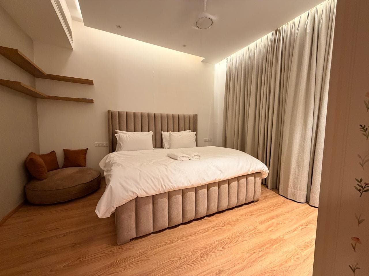 Bedroom in a 2 BHK serviced apartment at M3M Urbana, Gurgaon